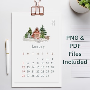 2025 Calendar, 2025 Calendar Printable, Desk Calendar 2025, Wall Calendar, 2025 Year Calendar, Small Calendar, Monthly Calendar