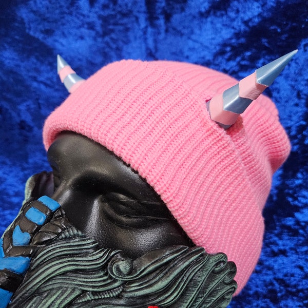 Handcrafted Demon Horns Beanie Alternative Style - Customizable Gift Idea - Goth Fashion