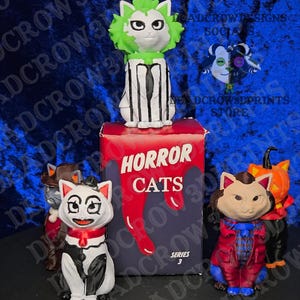 Limited Edition Mystery Blind Box Horror Katzen 3D Drucke Serie 3 - Beetlejuice, Headless Horseman, Jack Torrents, Jeepers Creepers und Clown