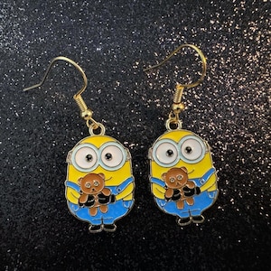 Minion Bob Inspired Dangle Earrings - Despicable Me, Stocking Stuffer, Christmas Gift Ideas
