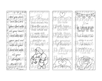 Valentine's Bible Journaling, Bookmark, Bible Journaling Template, Bible Coloring, Valentines Love, Bible Art, Scripture Coloring, Printable