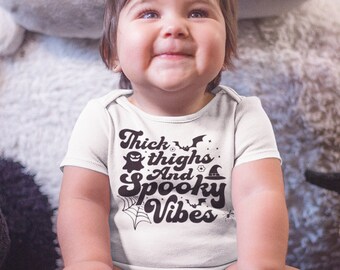 Thick Thighs and Spooky Vibes, Popular T-Shirt Png SVG Cut File, Trendy Vintage Retro Funny Women's Halloween Design, Popular Png, jpg, svg