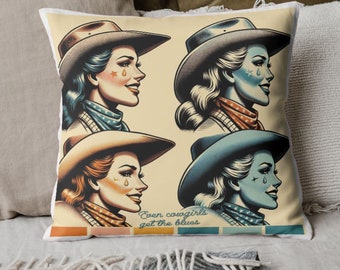Even Cowgirls Get The Blues, Wall Art Print, Western Cowgirl Print, Vintage Cowgirl Art, Retro Wall Art, Digital Download, png, jpeg