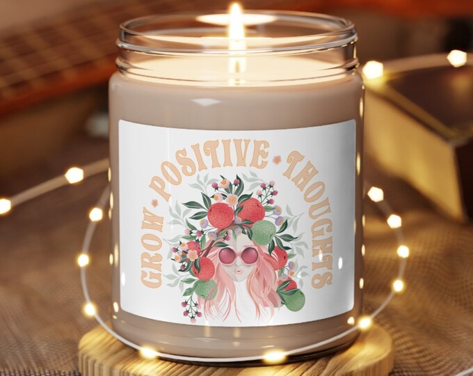 Bougie de soja Grow Positive Thoughts////Choisissez votre parfum//Boîte de bougie//Bougie printanière//9 oz. Bougie //coulée à la main//bougie entièrement naturelle