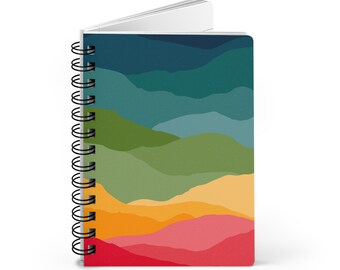 Multicolor Vibrant Colors Mountain Landscape Spiral Journal | Boho Abstract Design | Diary & Notebook | Unique Gift Idea | 5x7 | Lined Pages