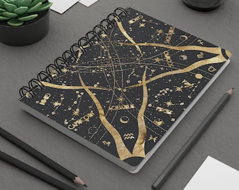 Gold Constellations Journal - Zodiac Signs - Ruled Line - Blank Writing Book - Celestial Notebook - Reading Journal - Dream Journal