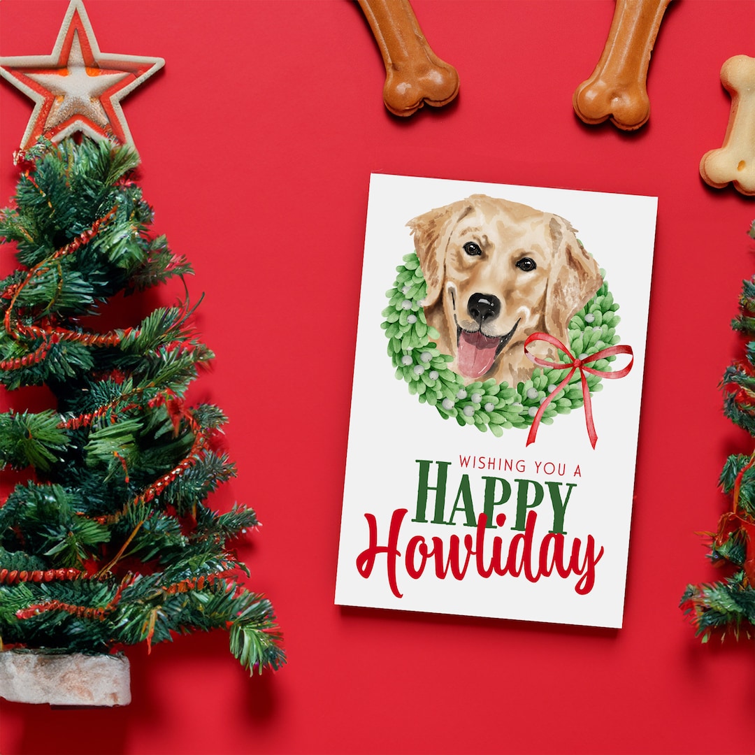 Personalized Dog Holiday Card - Custom Text Christmas Greeting for Pet ...