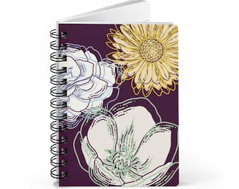 Boho Abstract Flowers Writing Journal - Colorful Ruled Blank Writing Notebook - Reading Journal + Dream Journal - 5x7 - Line Art Flowers