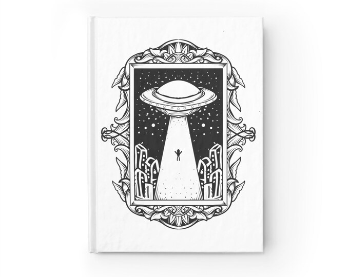 Funny Aliens Notebook, UFO Notebook, Flying saucer Notebook, Alien Spaceship Stationery, Funny Aliens Journal, UFO Gifts, 5x7 Notebook