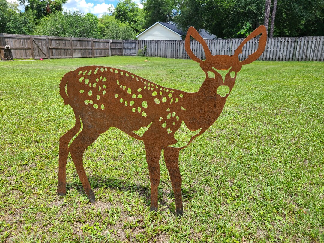Rusty Metal Female Deer Yard Decoration - Etsy