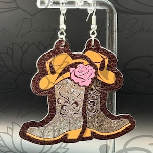 Faux Leather Cowboy Boot Earrings: Western Style Handmade Jewelry