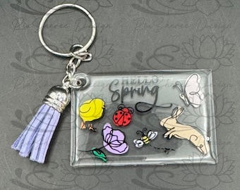 Hello Spring Line Art Acrylic Keychain Gift