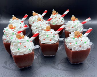 Faux Hot Chocolate Mug Ornament: Mini Christmas Tree or Tiered Tray Decoration - 4 Pack