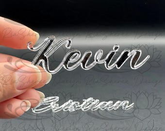 Custom Mirror Acrylic Name Cutout: Modern Luxury Wedding Place Setting
