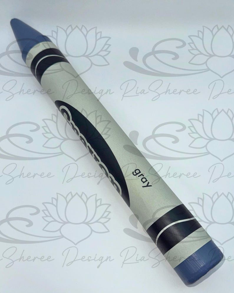 15" Large Crayon Prop, Party Decor, Jumbo Pretend Crayon, Giant Classroom Back to School Art Supplies, Color Party Gift Centerpiece, Upcycle Gray