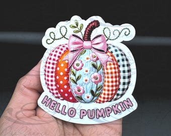 Hello Pumpkin Die Cut Stickers, Glossy