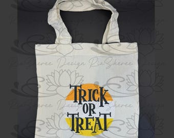 Trick or Treat Mini Canvas Tote Bag, Rainbow Glitter, Halloween Favor Bag