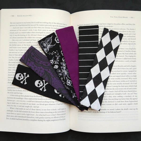 Gothic Fabric Bookmarks | Durable, Washable, Long-lasting | Pretty and Unique Gift for Book Lovers, Teachers, Co-Workers, Family
