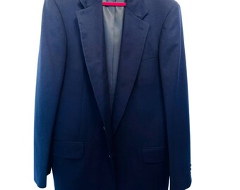 Vintage Oscar De La Renta navy blue men's blazer sport coat sz 46XL 100% wool