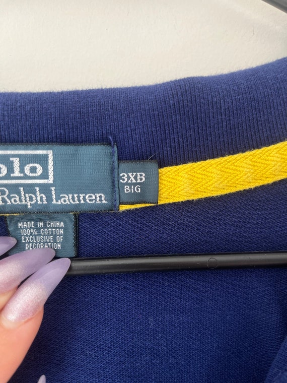 Vintage Ralph Lauren Blue Short Sleeve Polo With Big Yellow Logo Sz 3XB -   Canada