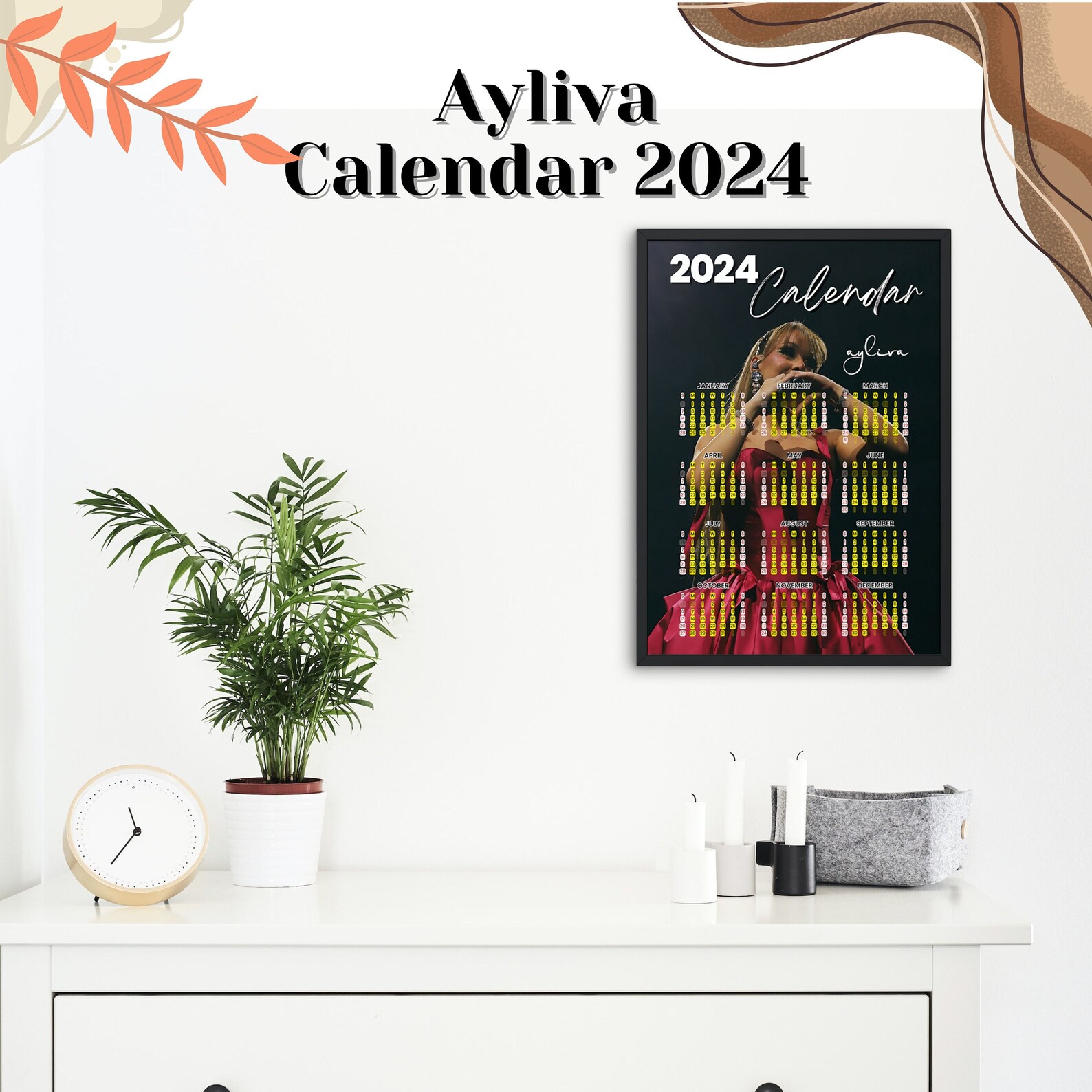 Ayliva Calendar 2024, Ayliva PNG, Ayliva Digital Digital File Download