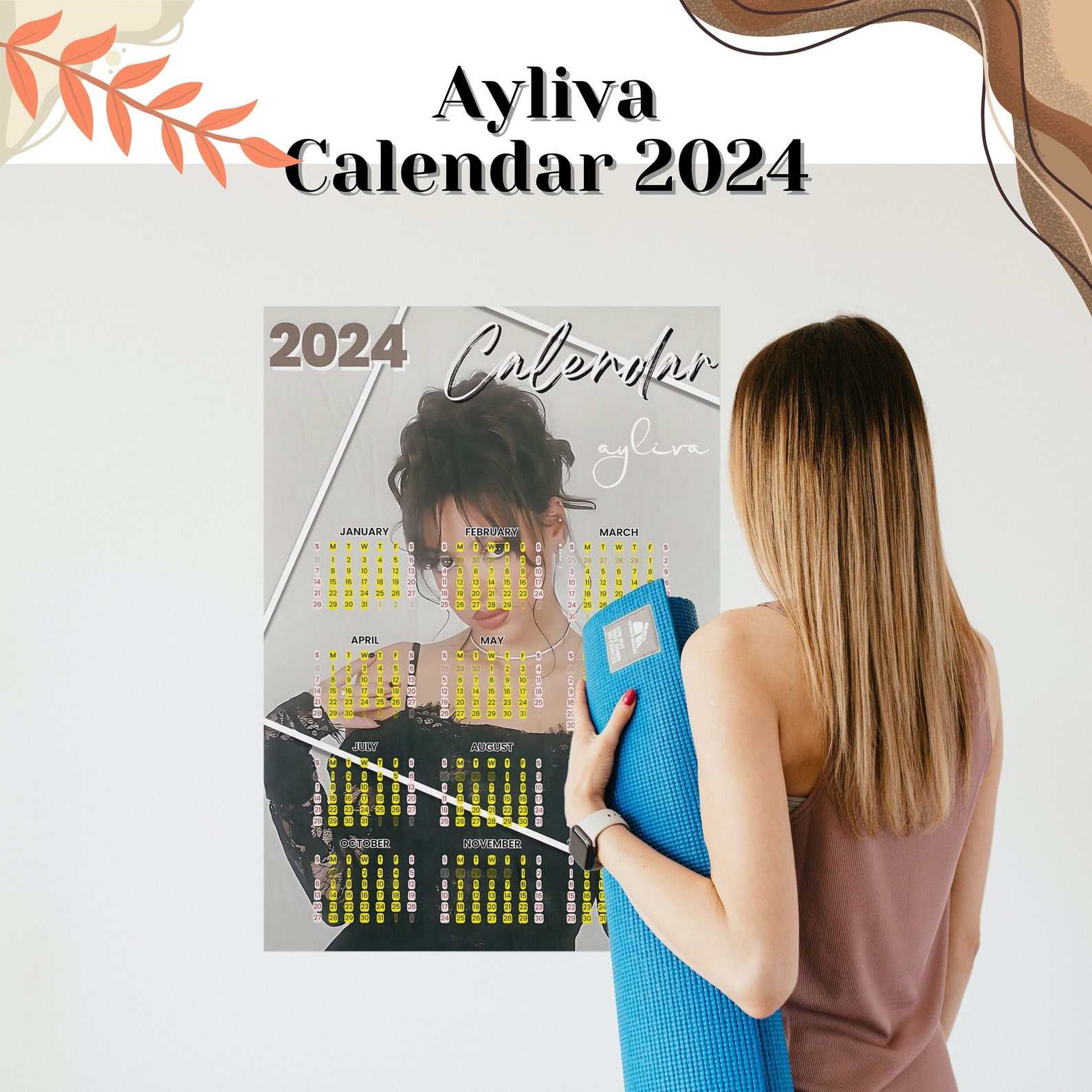 Ayliva Calendar 2024, Ayliva PNG, Ayliva Digital Digital File Download