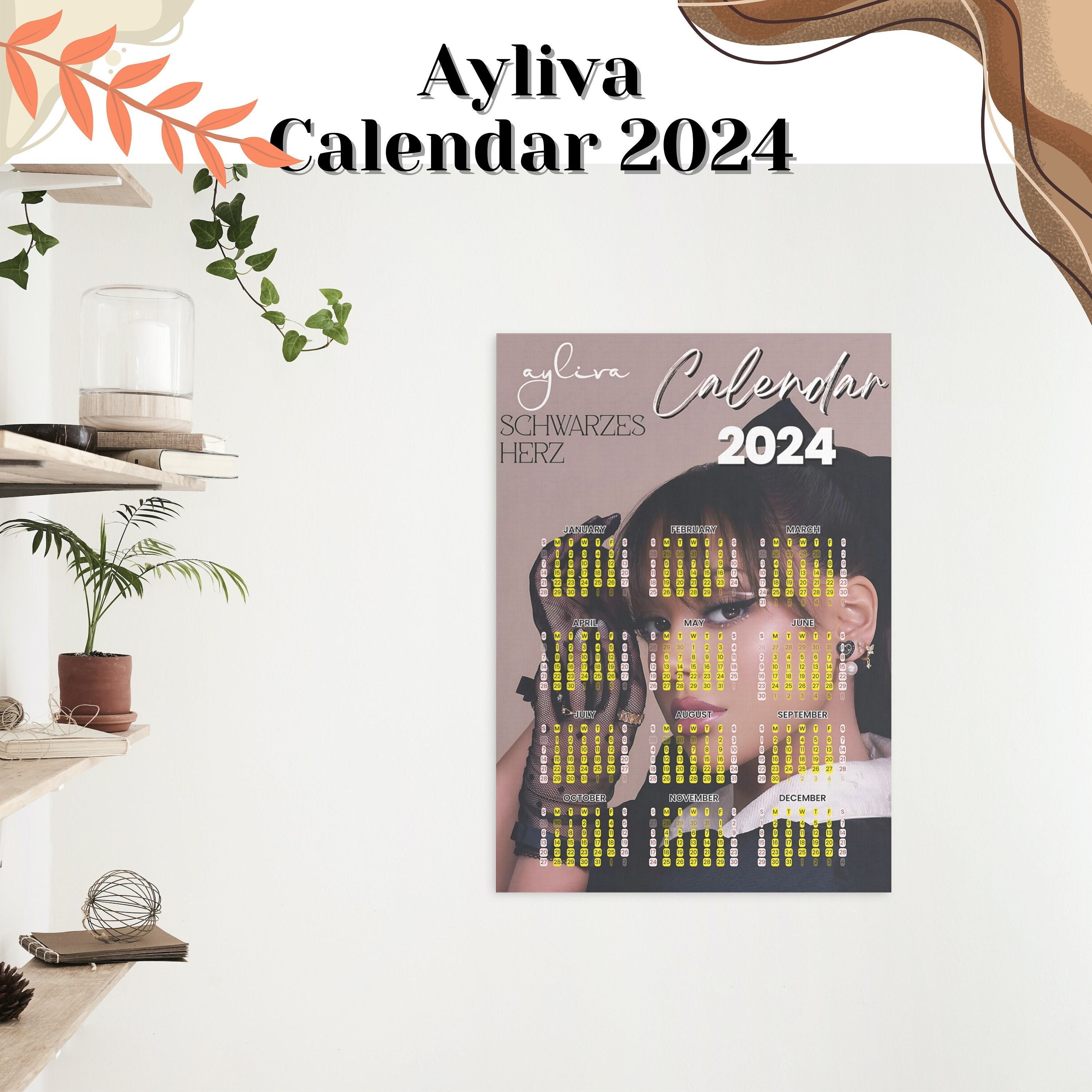 Ayliva Calendar 2024, Ayliva PNG, Ayliva Digital Digital File Download