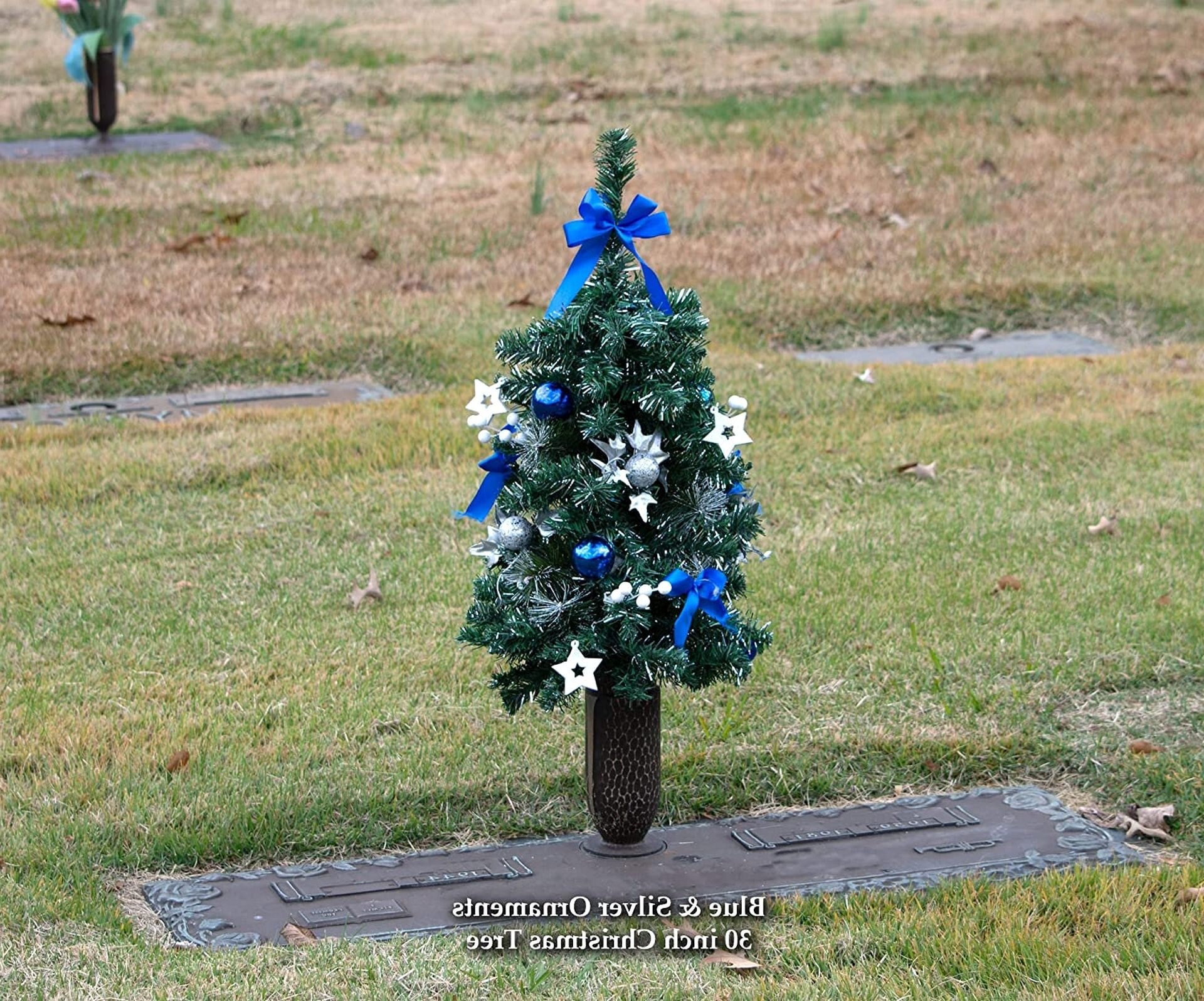 30 Inch Tall Artificial Christmas Tree for Cemetery Vase Etsy