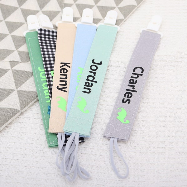 Personalized Pacifier Clip with Name 1Pack, Custom Cotton Paci Holder Leash with Name,  Customized Pacifier Holder for Boys and Girls