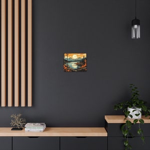 Abstract Mountain Lake Canvas Art Print, Autumn Landscape Wall Decor image 5