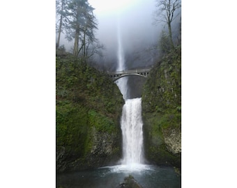 Multnomah-watervallen: muurkunst Oregon-waterval, Pacific Northwest