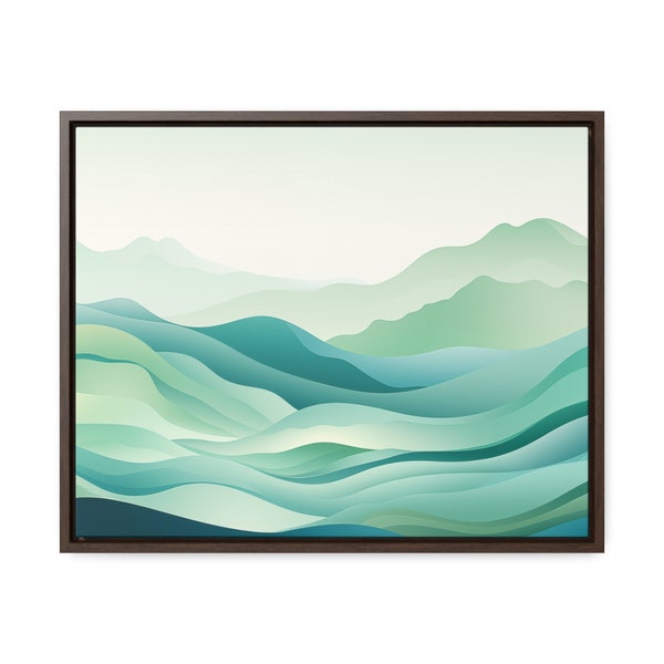 Sage Green Abstract Wall Art on Canvas Wrap in Beautiful Frame. Canvas Wall Art, Wall Decor, Framed Wall Art