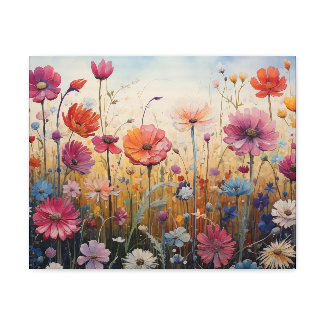 Abstract Wildflower Canvas Print: Colorful Floral Wall Art - Etsy