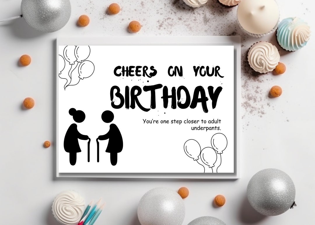 Funny Birthday Printable Card adult Underpants - Etsy