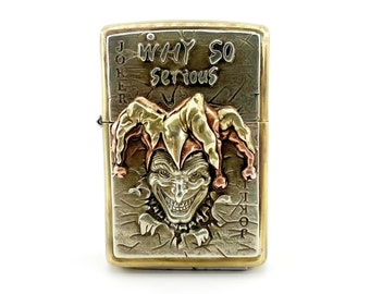 Classic Silver Copper Brass Royal Jester Joker Lighter Holder Case Every Day Carry EDC - Case Only