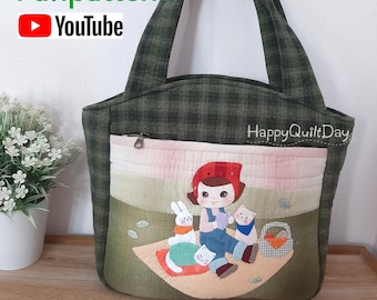 Tote bag pattern recessed zipper