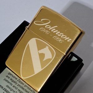 Custom Engraved Golden Brass Zippo Lighter: Personalized with Photo & Text, Authentic and New