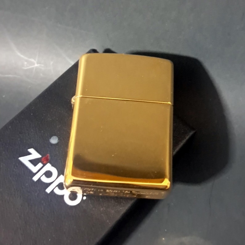 Custom Engraved Armor High Polish Golden Brass Zippo Lighter / Personalized with your photo or Text of choice image 4