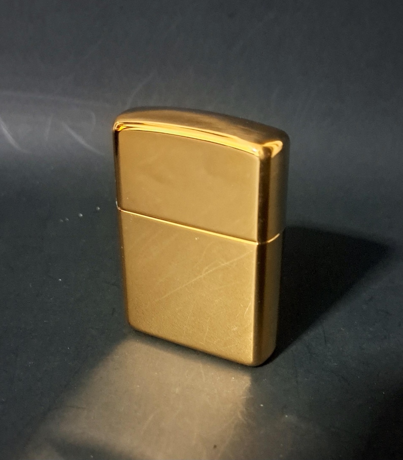 Custom Engraved Armor High Polish Golden Brass Zippo Lighter / Personalized with your photo or Text of choice image 8