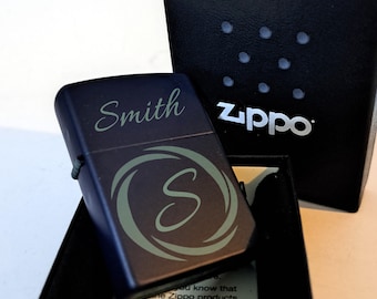 Blue Matte Zippo Lighter: Custom Engraved Windproof Gift