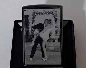 Custom Engraved Ebony Zippo Lighter: Personalized with Photo/Text, One-of-a-Kind Gift for Any occasion.