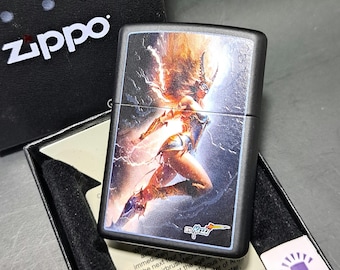 Custom Engraved Goddess of Lightning Black Matte Zippo Lighter | Authentic and New | Personalized with your choice of Text