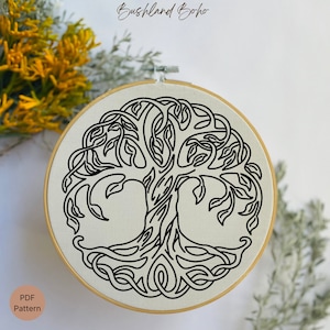 Celtic Tree of Life Hand Embroidery Pattern, Beginner DIY (PDF Pattern)