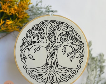 Celtic Tree of life, Hand Embroidery Pattern, instant PDF digital download, sizes 3/4/5/6/7/8"  ideal for beginners and for gifting.