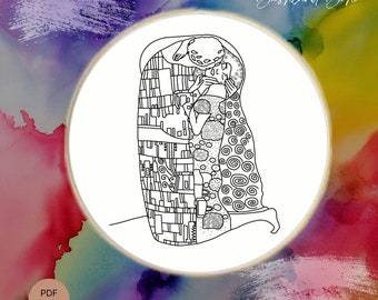 Patrón de bordado El beso – Arte de Gustav Klimt (Descarga en PDF)