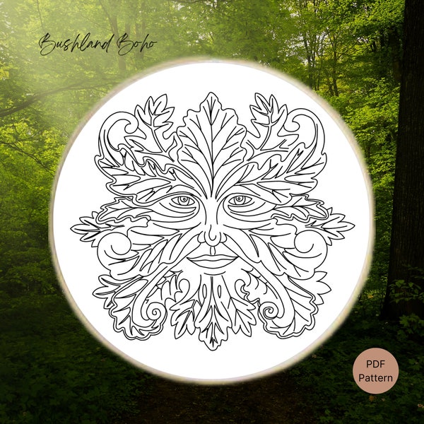 Motif de broderie homme vert - Motif folklorique celtique (téléchargement PDF)