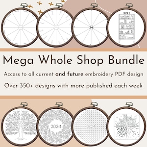 Whole Shop Bundle, 350+ Hand Embroidery designs, Current and Future Designs included! Mega Discount, Lifetime Access, Exclusive Bundle Deal!
