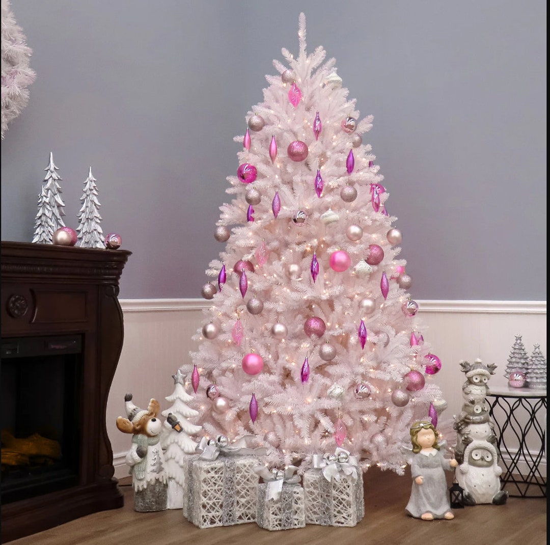 Dunhill Fir White Christmas Tree With Lights 5.5 Ft White Etsy