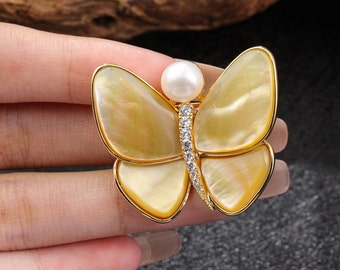 Pearl Women's Brooch/Mother-of-Pearl Butterfly Brooch - The Beauty of Transformation/Fritillaria Ballet Butterfly Brooch - Free to Fly