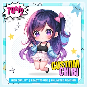 Comisión de personajes de anime Chibi personalizados / Personaje Chibi / Icono Chibi / Chibi lindo / Chibi PFP / Mascota Chibi / Anime Chibi / Chibi Vtuber